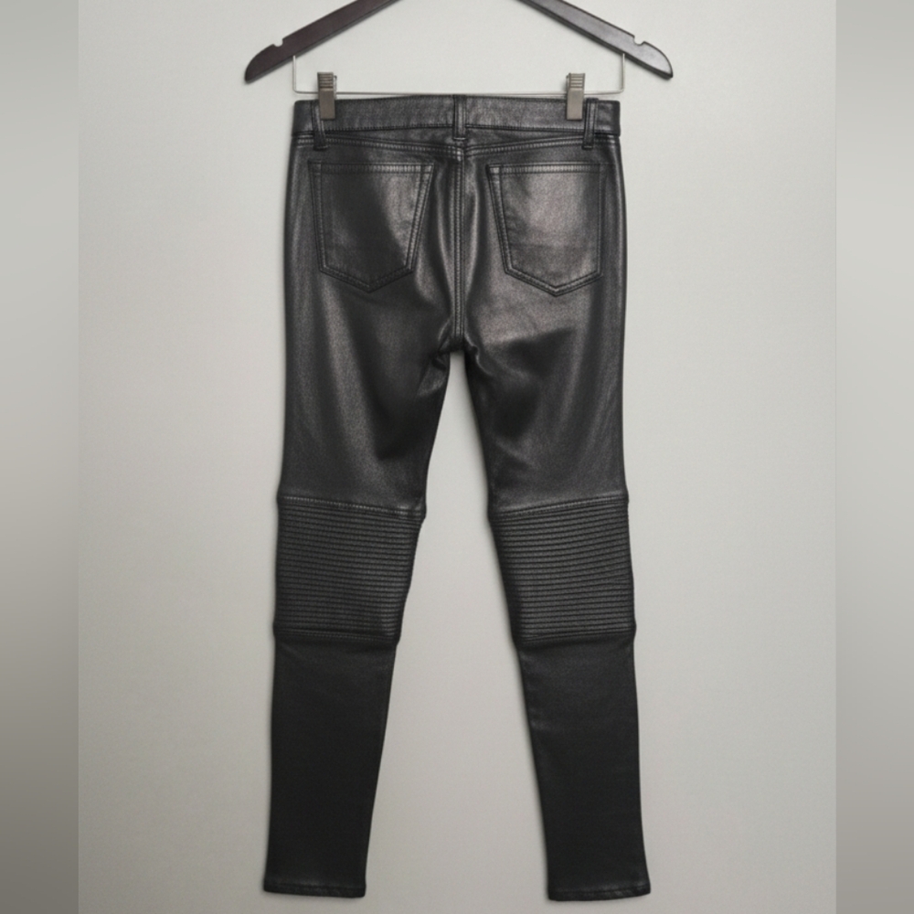 J Brand L8001 Pewter Lambskin Leather Moto Pants Size 27 Genuine Leather EUC.‎ - Picture 3 of 6